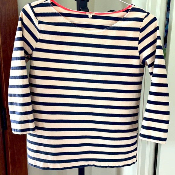 J Crew Navy/Cream Striped Top - Favorite Shirt! - Picture 4 of 5